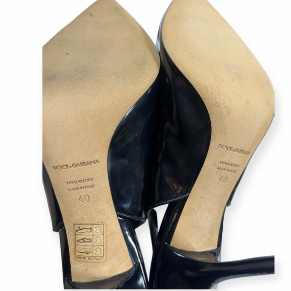 Dolce & Gabbana Glossy Black Pointed Heels - EU 40 - Picture 3 of 3
